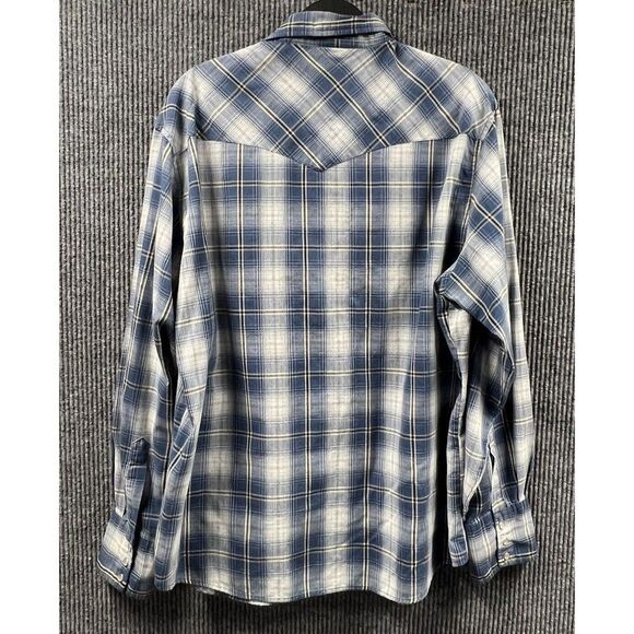 VTG Wrangler Shirt Mens XL Western Fashion Blue Plaid Pearl Snaps Cowboy‎ Rodeo - Picture 6 of 16